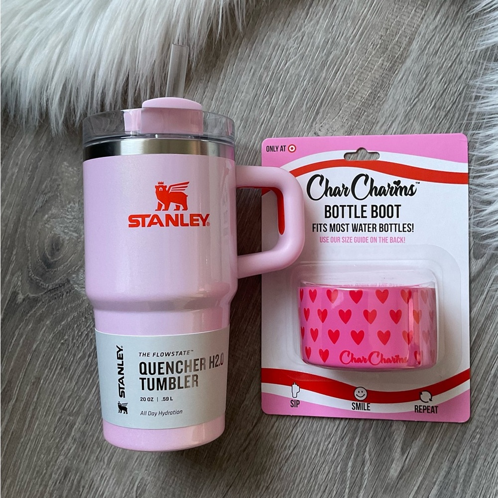 STANLEY Shimmery Rose 20ozQuencher New Frequency Collection & Bottle Boot